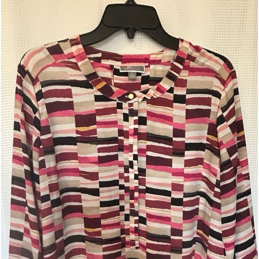JM Collection Multicolor Geometric Blouse - Picture 1 of 12